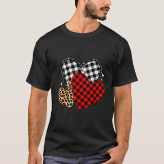 Three Leopards Plaid Red He Day T-Shirt
