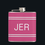 Three Letter Initials Monogrammed Drink Hot Pink Hip Flask<br><div class="desc">Three Initial Letters Monogrammed stainless steel flasks are timeless, classic and stylish. Our Unique design is the perfect personalised gift for that special occasion. Shop our integrated collection of coordinating colours and golf - sports accessories. Custom personal monogrammed initials are added to a hot pink background with white shadowed font...</div>