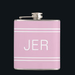 Three Letter Initials Monogrammed Drink Pink Hip Flask<br><div class="desc">Three Initial Letters Monogrammed stainless steel flasks are timeless, classic and stylish. Our Unique design is the perfect personalised gift for that special occasion. Shop our integrated collection of coordinating colours and golf - sports accessories. Custom personal monogrammed initials are added to a pastel pink background with white shadowed font...</div>