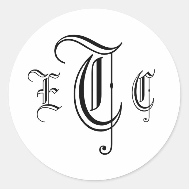 Three Letter Monogram Black & White Envelope Seal (Front)