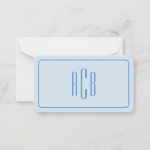 Three Letter Monogram Cornflower Blue Border 3.5x2 Card