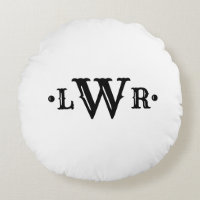 Three Letter Monogram Custom Elegant Black & White