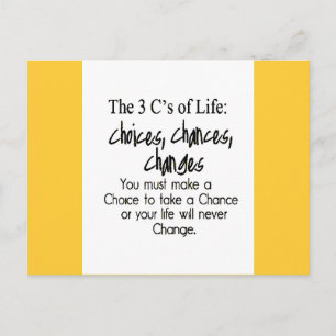 THREE LIFE CHOICES CHANGES CHANCES options Postcard