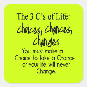 THREE LIFE CHOICES CHANGES CHANCES options Square Sticker