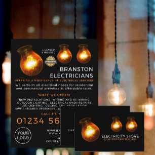 Three Lightbulbs, Electrician Business Card