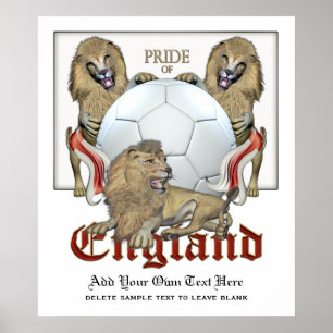 Three Lions Pride of England Football Poster