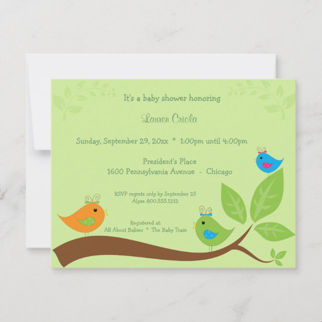 Three Little Birds Baby Shower Invitation (Front)
