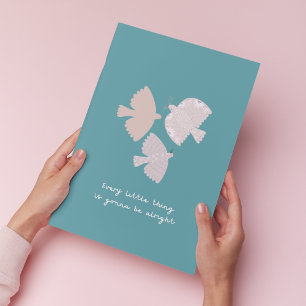 Three Little Birds Song Teal Bedroom Art Print