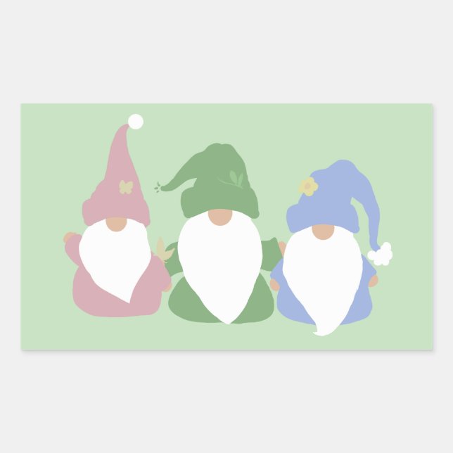 Three Little Gnomes Rectangular Sticker (Front)