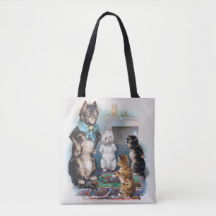 Three Little Kittens and Mother, Louis Wain Tote Bag