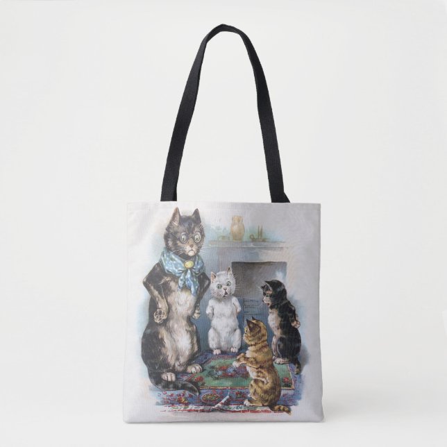 Three Little Kittens and Mother, Louis Wain Tote Bag (Front)