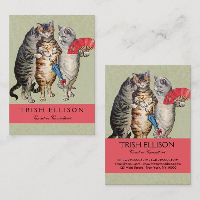 Three Little Kittens Mother Goose Illustration Business Card (Front/Back)