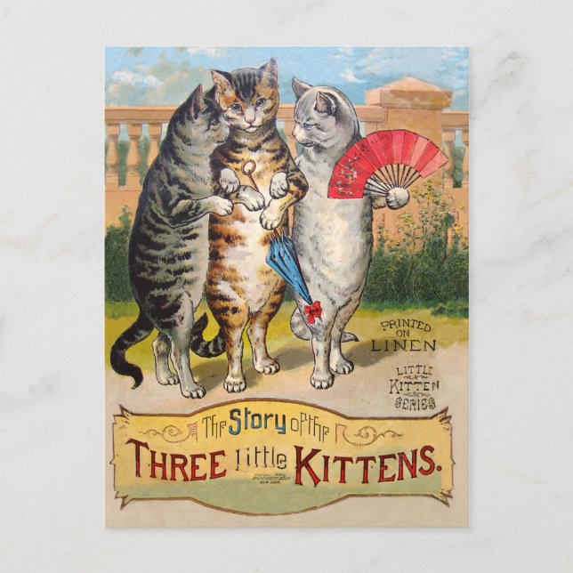 Three Little Kittens Mother Goose Illustration Postcard (Front)
