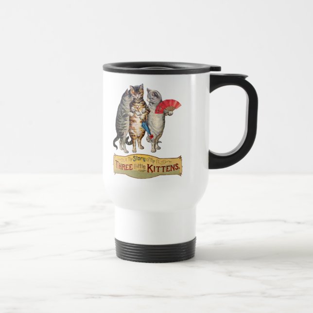Three Little Kittens Mother Goose Illustration Travel Mug (Right)