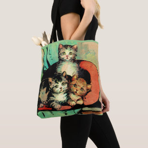 three little kittens print tote bag