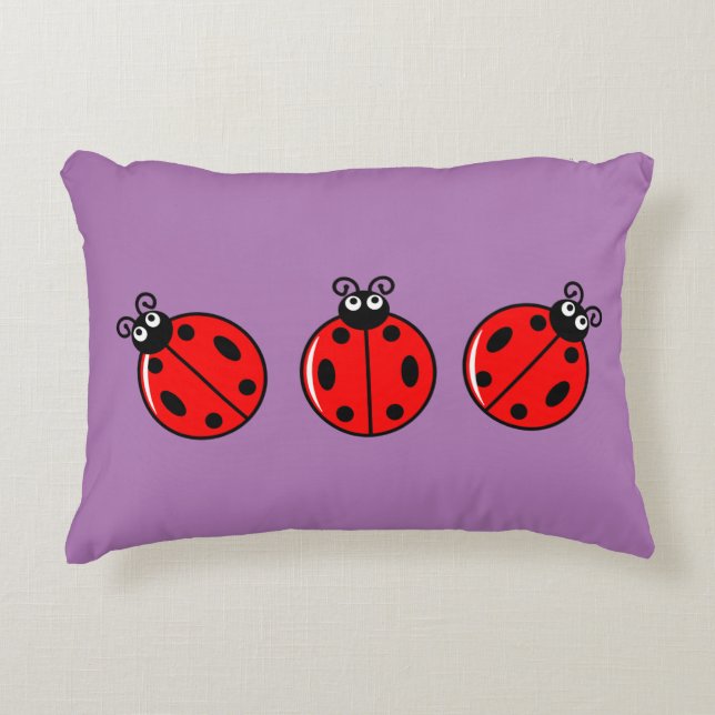 Three Little Ladybugs - Brushed Polyester Decorative Cushion (Front)