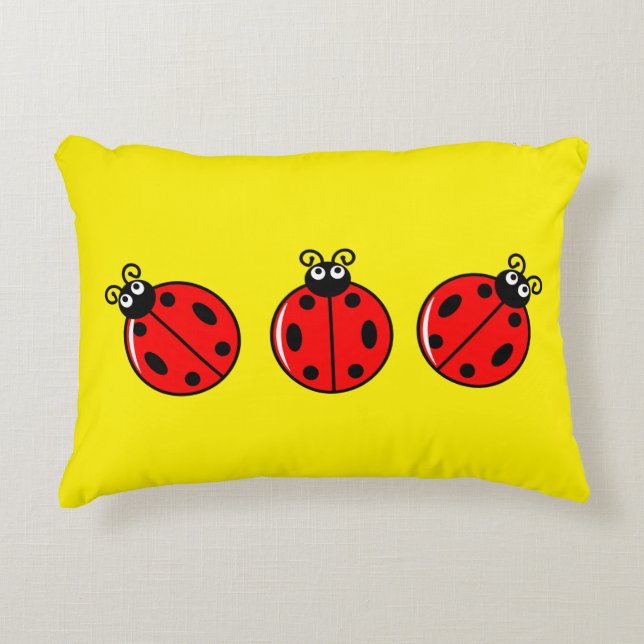 Three Little Ladybugs - Brushed Polyester Decorative Cushion (Front)
