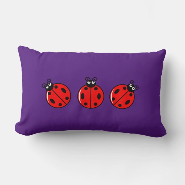 Three Little Ladybugs - Lumbar Pillow 13" x 21" (Front)