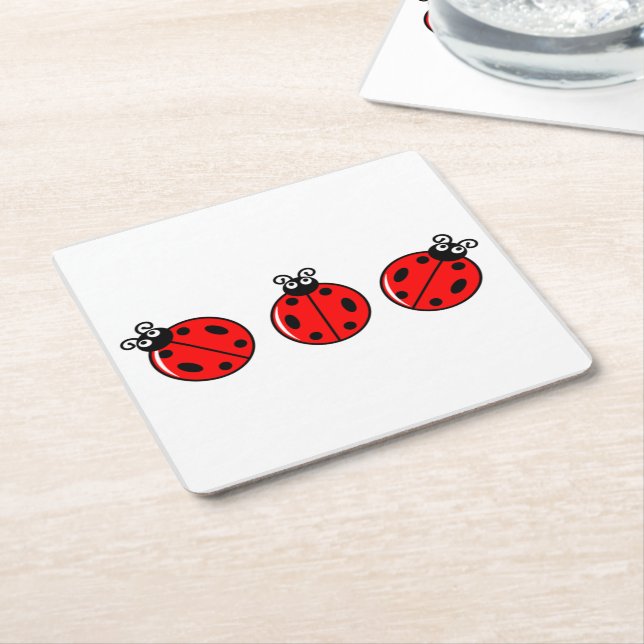 Three Little Ladybugs - Paper Coaster (Angled)