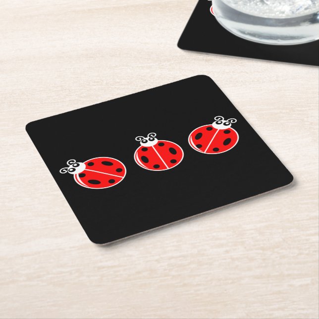 Three Little Ladybugs - Paper Coaster (Angled)