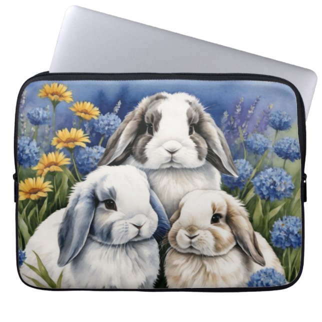 Three Little Lop Bunnies Electronics Bag (Front)