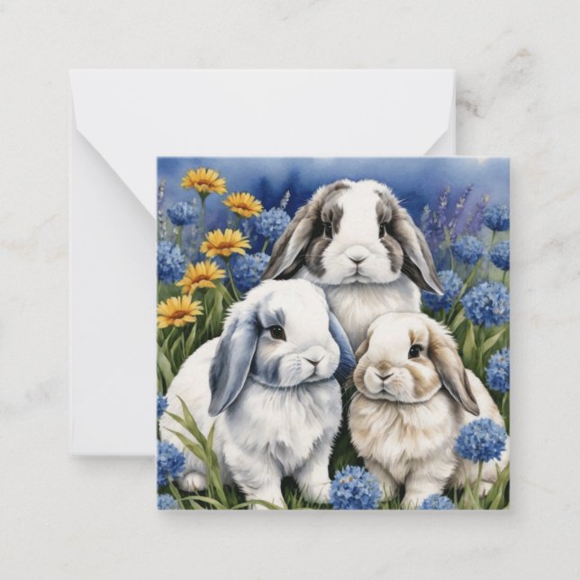 Three Little Lop Bunny Rabbits Card (Front)
