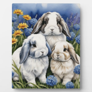Three Little Lop Bunny Rabbits  Plaque