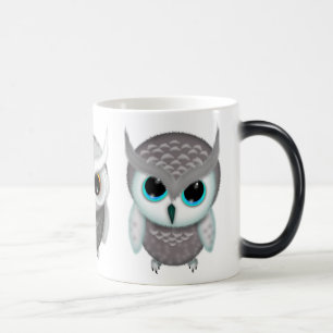Three Little Owls Illustrated Art Magic Mug