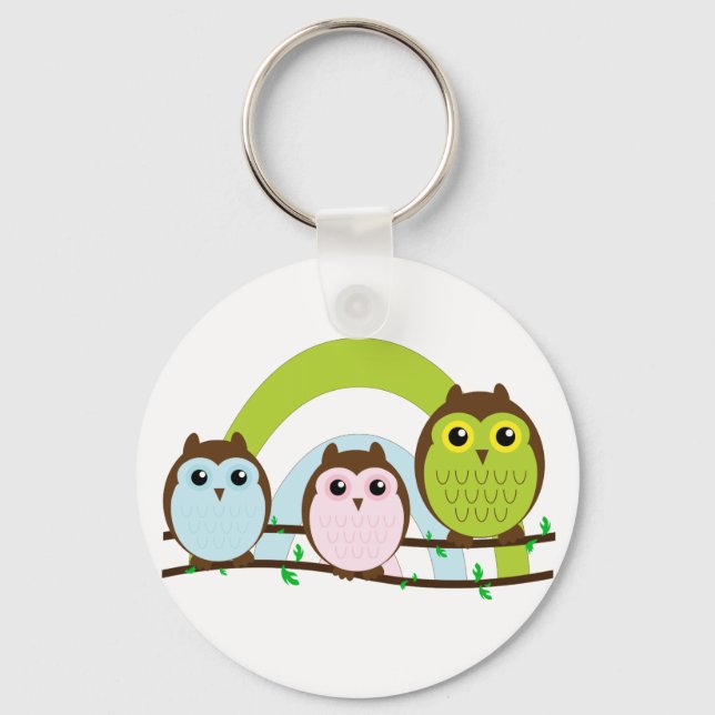 Three Little Owls Key Ring (Front)