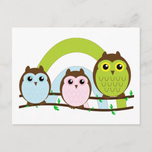 Three Little Owls Postcard