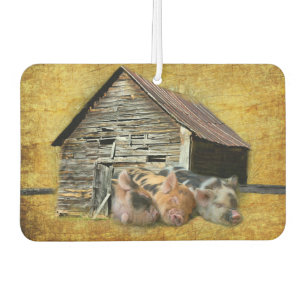 Three Little Pigs At The Rustic Barn Snoozing Car Air Freshener