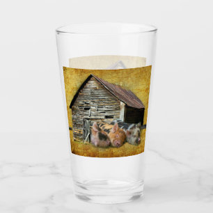 Three Little Pigs At The Rustic Barn Snoozing Glass