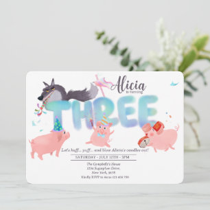 Three Little Pigs   Big Bad Wolf Storybook Invitation
