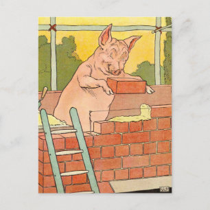 Three Little Pigs: Bricks to Build a House Postcard