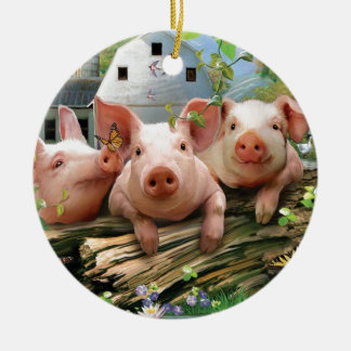 Three Little Pigs Ceramic Tree Decoration