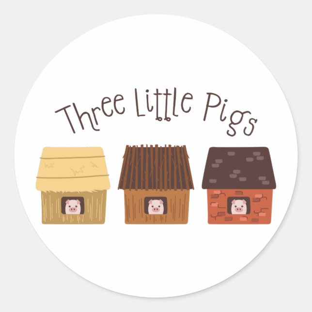 Three Little Pigs Classic Round Sticker (Front)