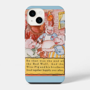 Three Little Pigs Cooking Wolf, Vintage Fairy Tale iPhone 14 Case