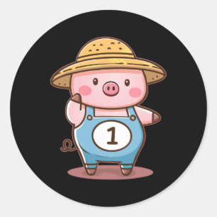 Three Little Pigs Pig 1 Halloween Costume Boys Gir Classic Round Sticker