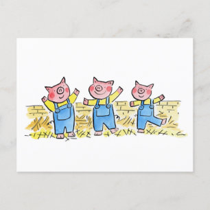 Three Little Pigs Postcard