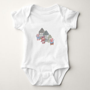 Three Little Pigs with their Houses    Baby Bodysuit