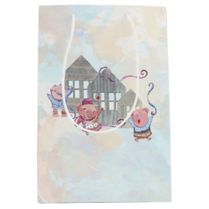 Three Little Pigs with their Houses Medium Gift Bag