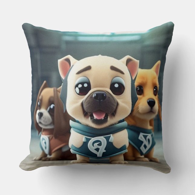 Three little puppies modern contemporary  throw pi cushion (Front)