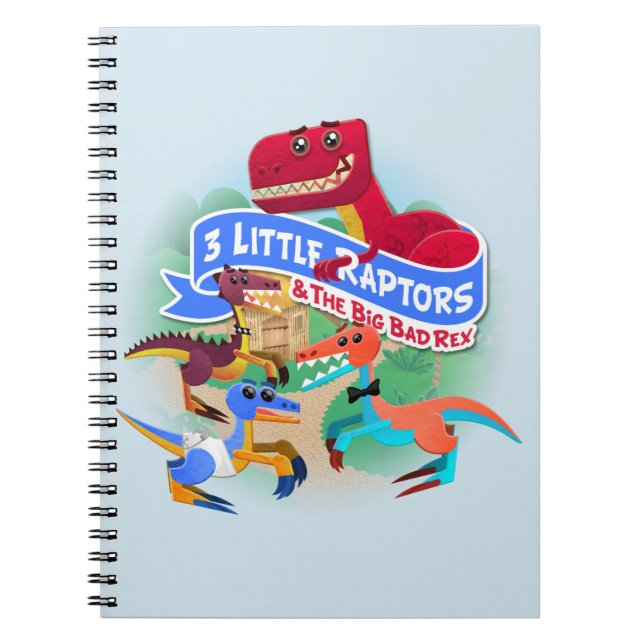 Three Little Raptors & T-Rex Notebook (Front)