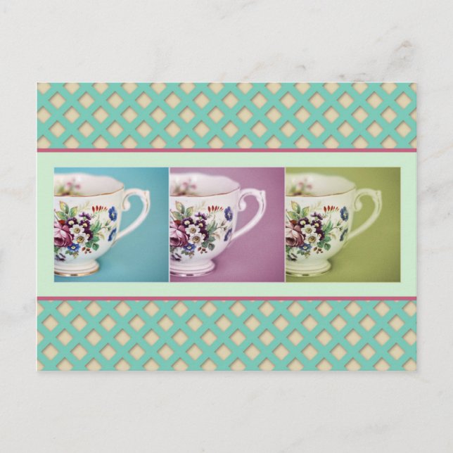 Three Little Teacups Postcard (Front)