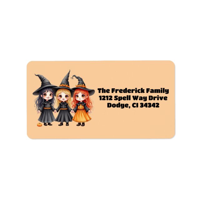 Three Little Witches Halloween  Label (Front)