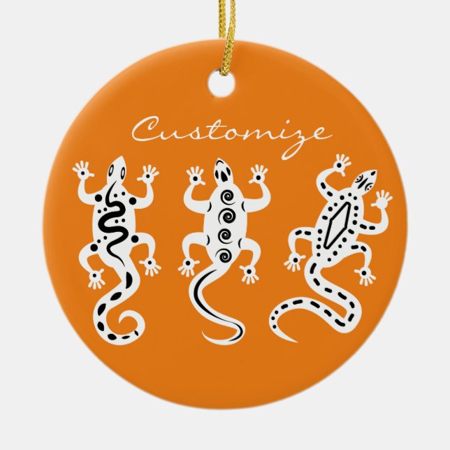 Three Lizards Thunder_Cove Southwest Style Ceramic Tree Decoration (Front)