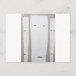 Three Long Faces (Naive expressionism) Postcard