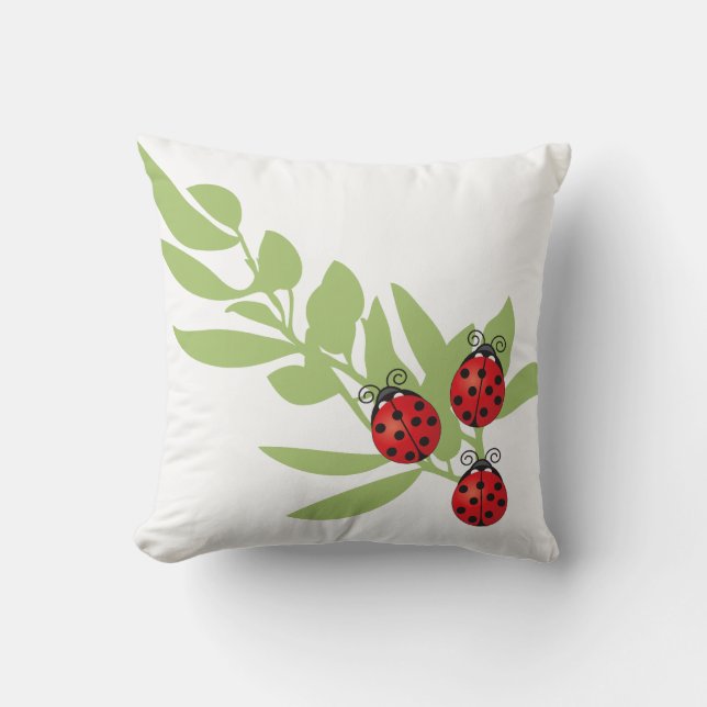Three Lucky Ladybugs Cushion (Front)