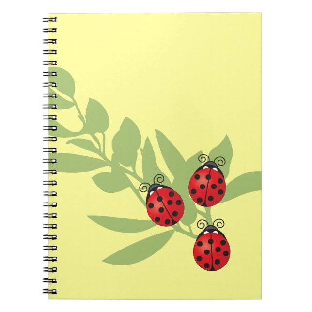 Three Lucky Ladybugs Spiral Notebook (Front)