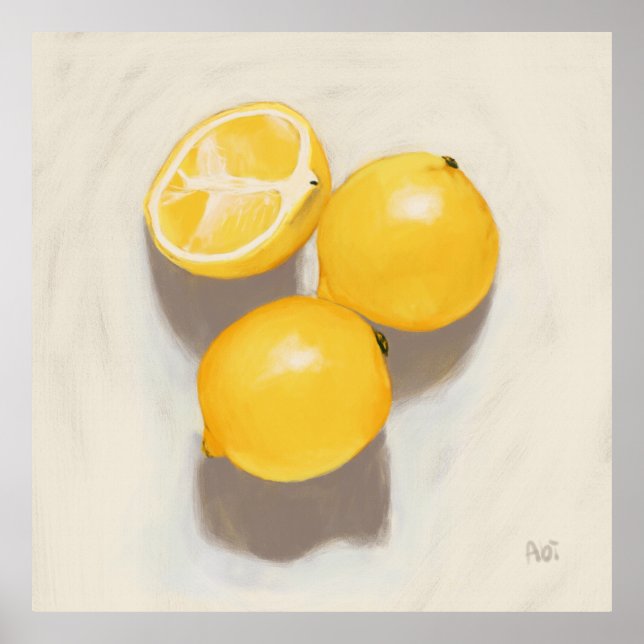 Three Luscious Lemons Archival Art Print (Front)
